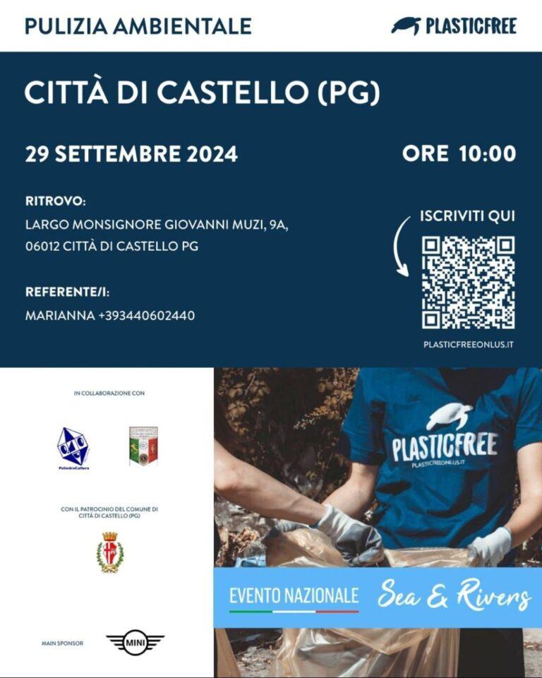 Plastic Free – Domenica 29 settembre, in occasione dell’Evento Nazionale a Città di Castello il primo “Clean Up”, inedito tour nel centro storico fra ambiente e storia