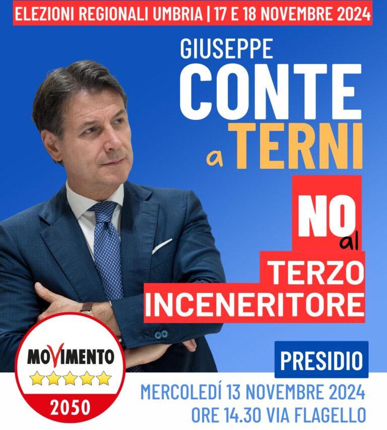 No al terzo inceneritore, Giuseppe Conte mercoledì 13 novembre a Terni