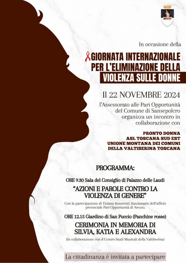 Sansepolcro unita nella Giornata Internazionale per l’Eliminazione della Violenza sulle Donne