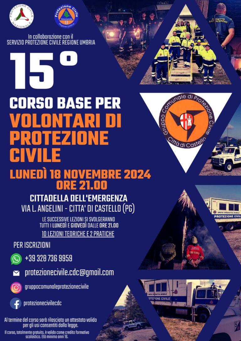 Al via il 15esimo per volontari di Protezione Civile organizzato dal Gruppo Comunale di Protezione Civile di Città di Castello