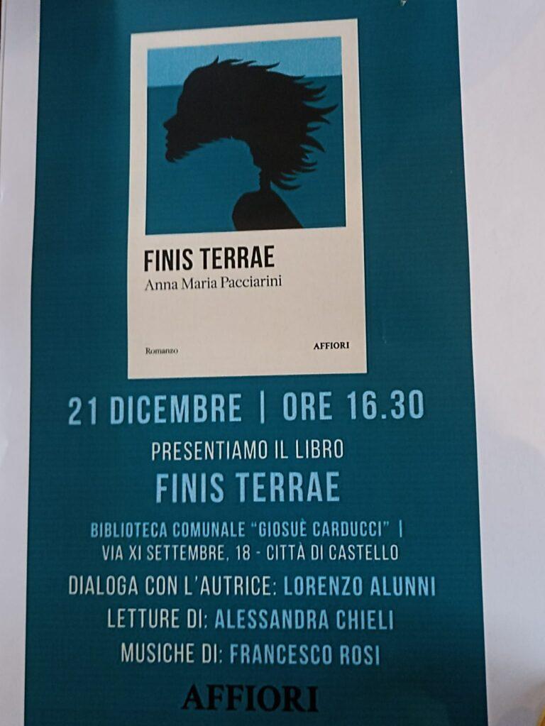 “Finis Terrae”, sabato 21 dicembre alla Biblioteca Carducci la presentazione del libro di Anna Maria Pacciarini