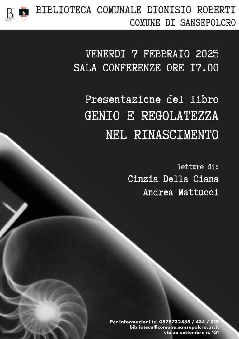 Presentazione del libro “Genio e Regolatezza nel Rinascimento” alla Biblioteca Comunale Dionisio Roberti