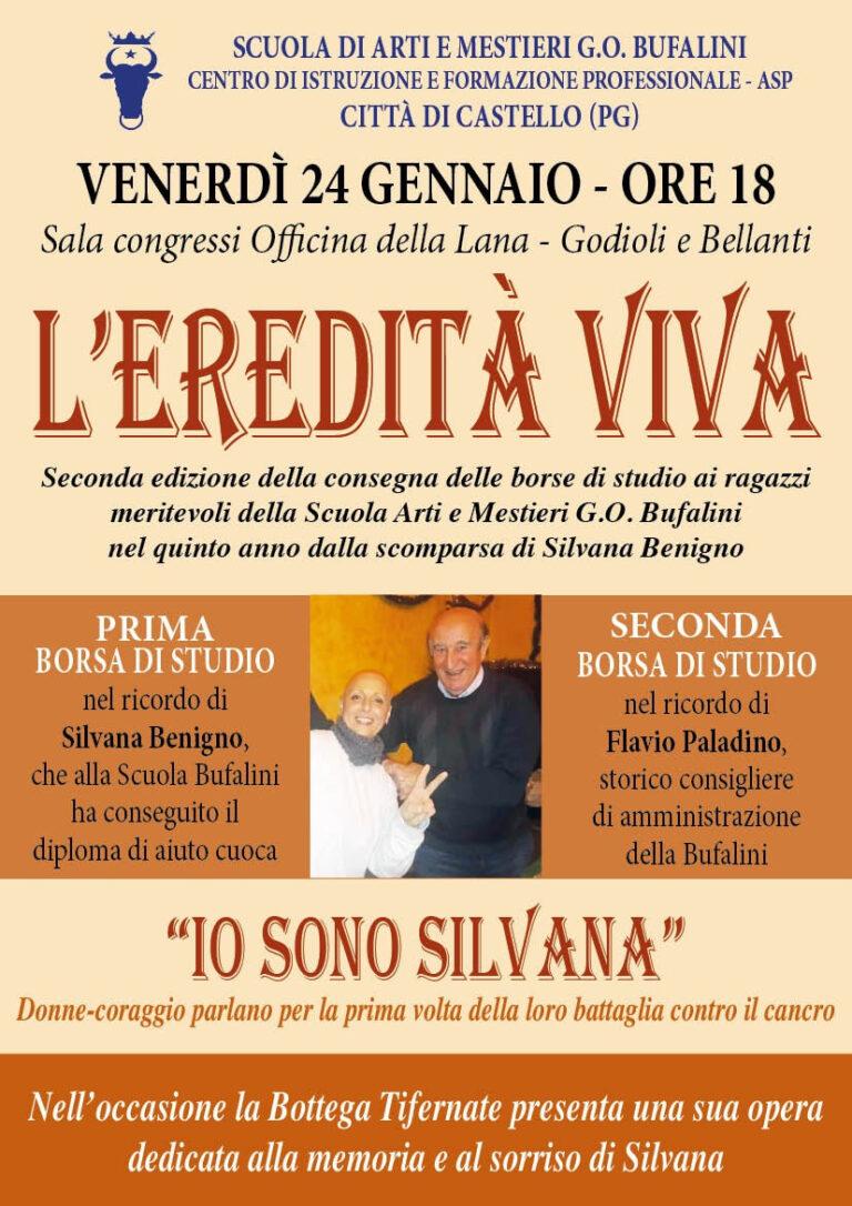 “L’eredità viva io sono Silvana”: venerdì 24 gennaio seconda edizione della consegna di due borse di studio a ragazzi della scuola Arti e Mestieri G.O. Bufalini in ricordo anche di Flavio Paladino