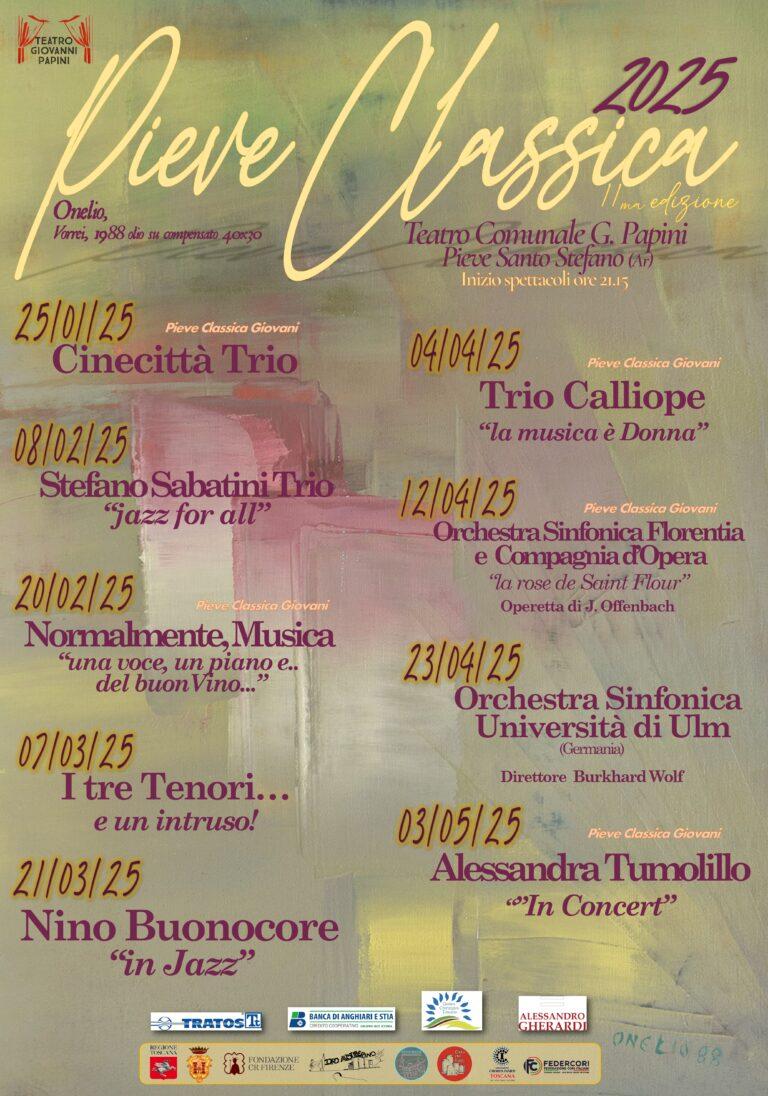 Al via “Pieve Classica” cartellone di eventi musicali che prevede 8 date partendo da sabato 25 gennaio con “Cinecittà Trio”