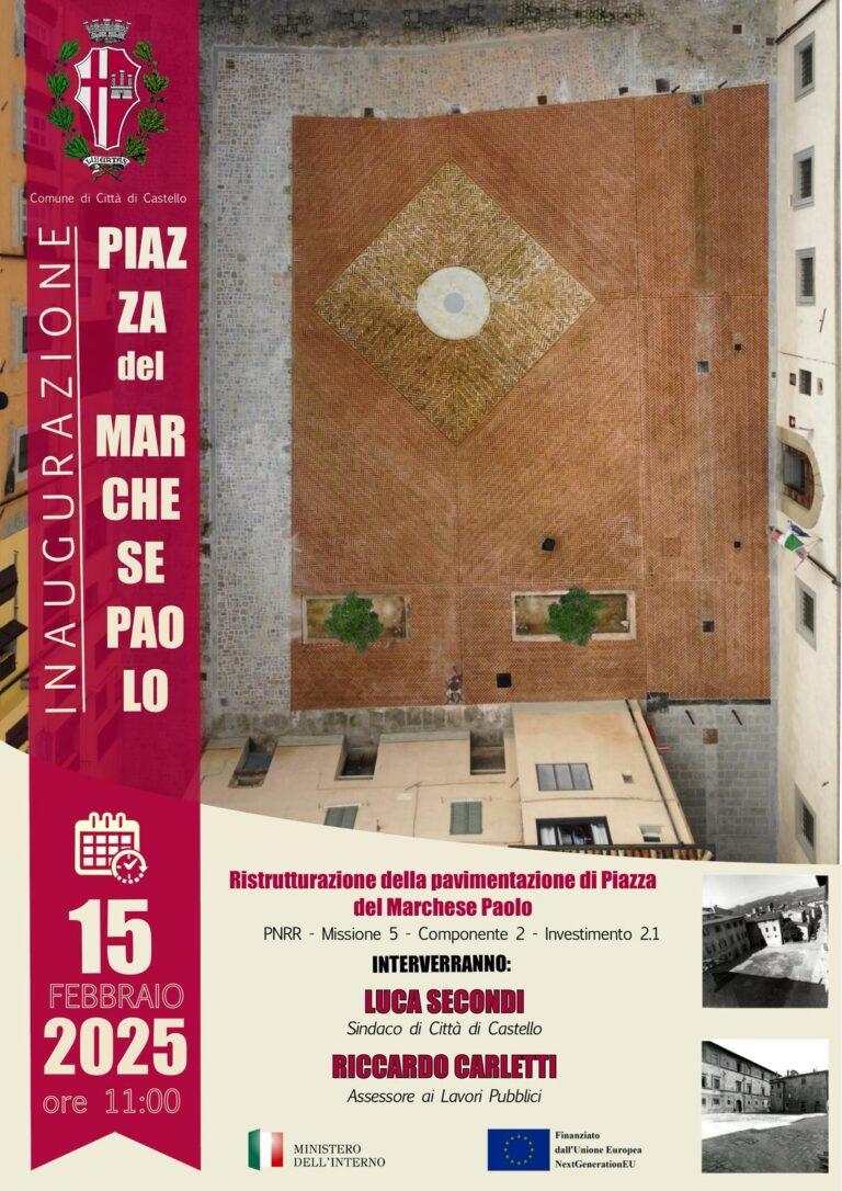 Il nuovo volto di Piazza Marchese Paolo: sabato 15 Febbraio alle ore 11 taglio del nastro e presentazione del progetto di “Ristrutturazione della pavimentazione della piazza” e di alcune vie e spazi limitrofi realizzato con fondi PNNR