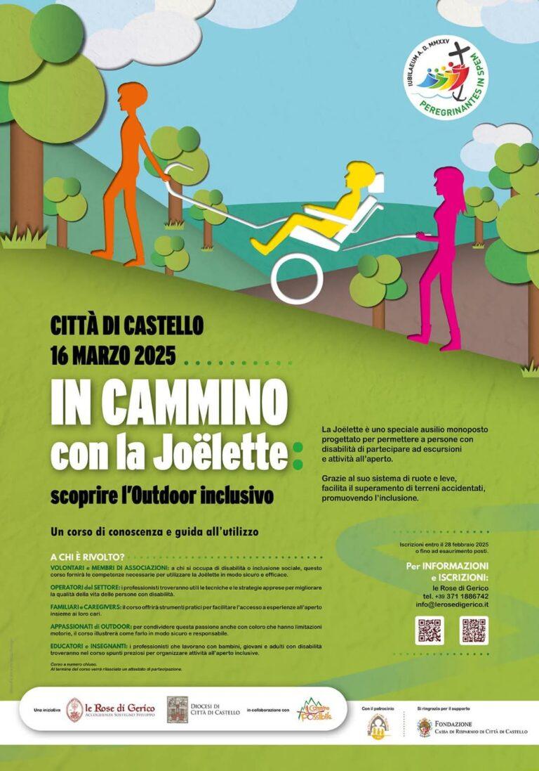 Il turismo lento e i cammini inclusivi passano a Città di Castello: due giorni di incontri e formazione durante i quali si potrà imparare anche a usare la Joëlette, per “aprire” i sentieri anche ai pellegrini disabili