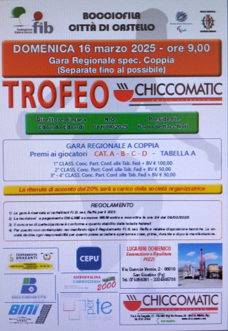 Bocce in primo piano. Appuntamento di rilievo interregionale domenica 16 Marzo presso il bocciodromo di Città di Castello con il trofeo “Chiccomatic” con formazioni di varie categorie