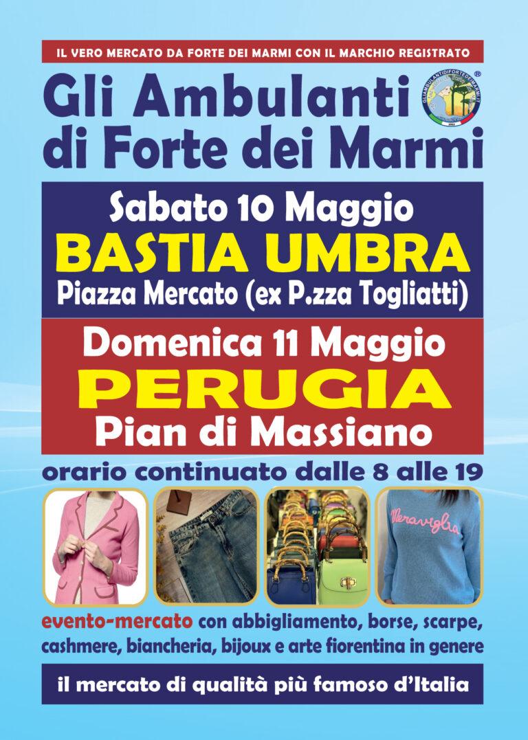 Gli Ambulanti di Forte dei Marmi® a Perugia e Bastia Umbra nel weekend del 10 e 11 maggio
