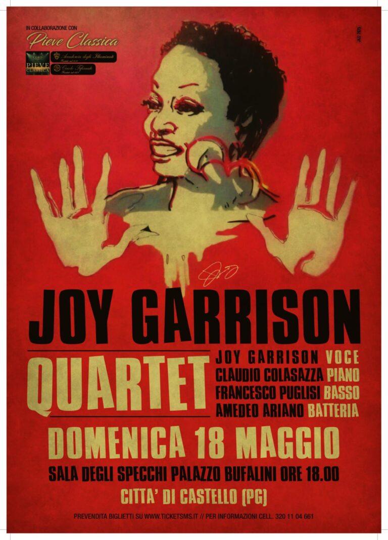 Torna la grande musica a Città di Castello con un appuntamento straordinario. Domenica 18 maggio alle ore 18.00, nella splendida location della Sala degli Specchi di Palazzo Bufalini, andrà in scena il concerto di Joy Garrison Quartet