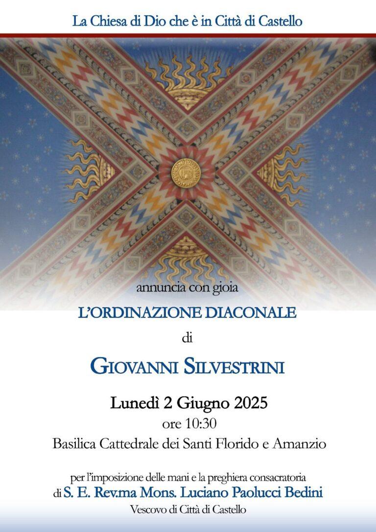 Il 2 giugno l’ordinazione diaconale di Giovanni Silvestrini