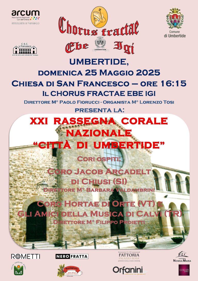 Chorus Fractae “Ebe Igi”: a Umbertide torna la Rassegna Corale Nazionale “Città di Umbertide”