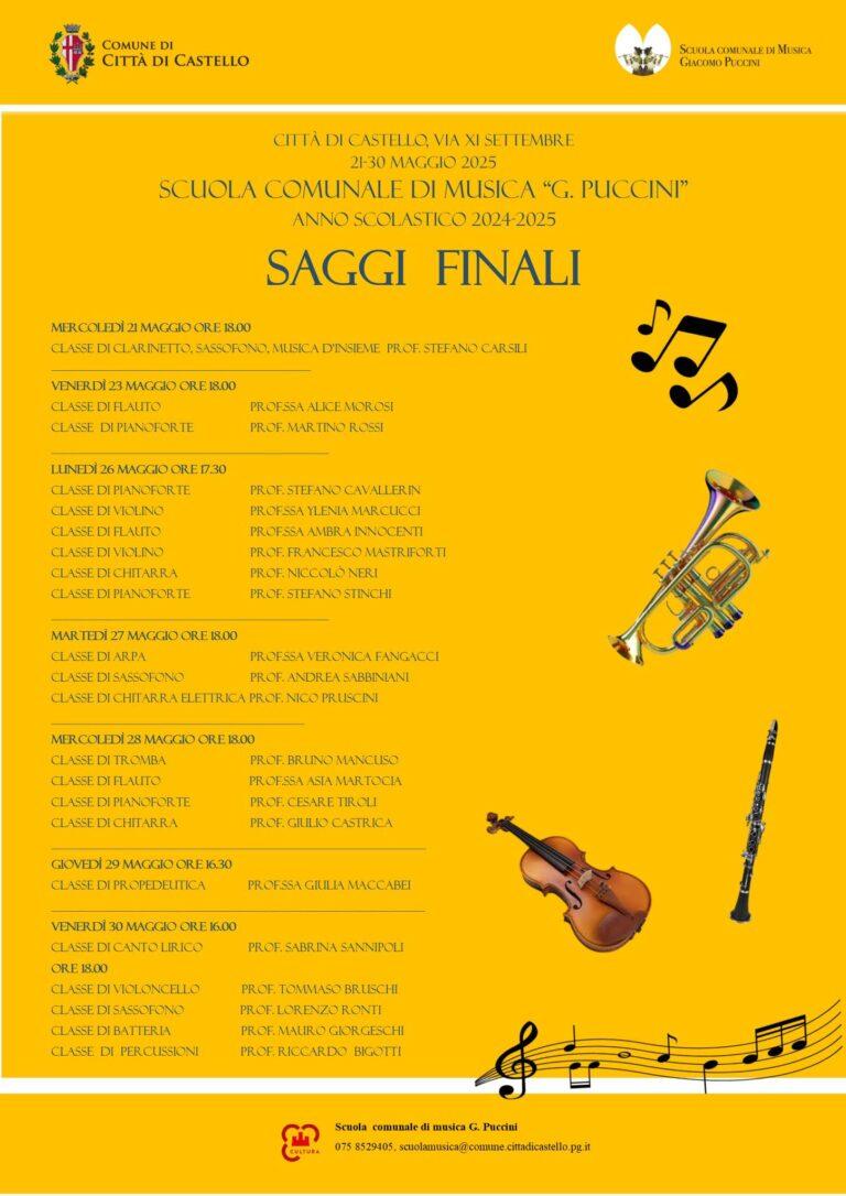 È tempo di saggi finali per la Scuola Comunale di Musica Giacomo Puccini di Città di Castello: mercoledì 21 maggio alle ore 18.00 il primo appuntamento