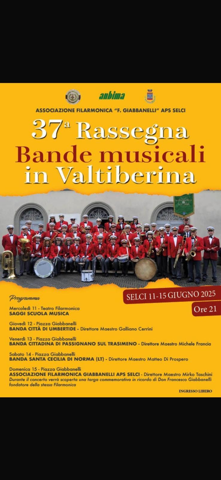 Musica e tradizione: al via l’attesa 37ª Rassegna Bandistica della Valtiberina – Dal 11 al 15 giugno a Selci di San Giustino