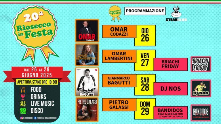 “Riosecco in Festa” a quota venti: la popolare rassegna celebra il ventennale con un ricco cartellone