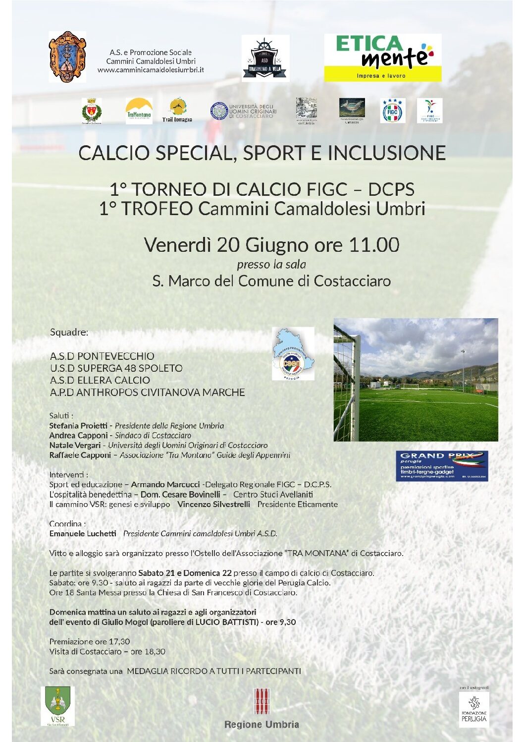 “1° Torneo di calcio FIGC- DCPS 1° Trofeo Cammini Camaldolesi Umbri”