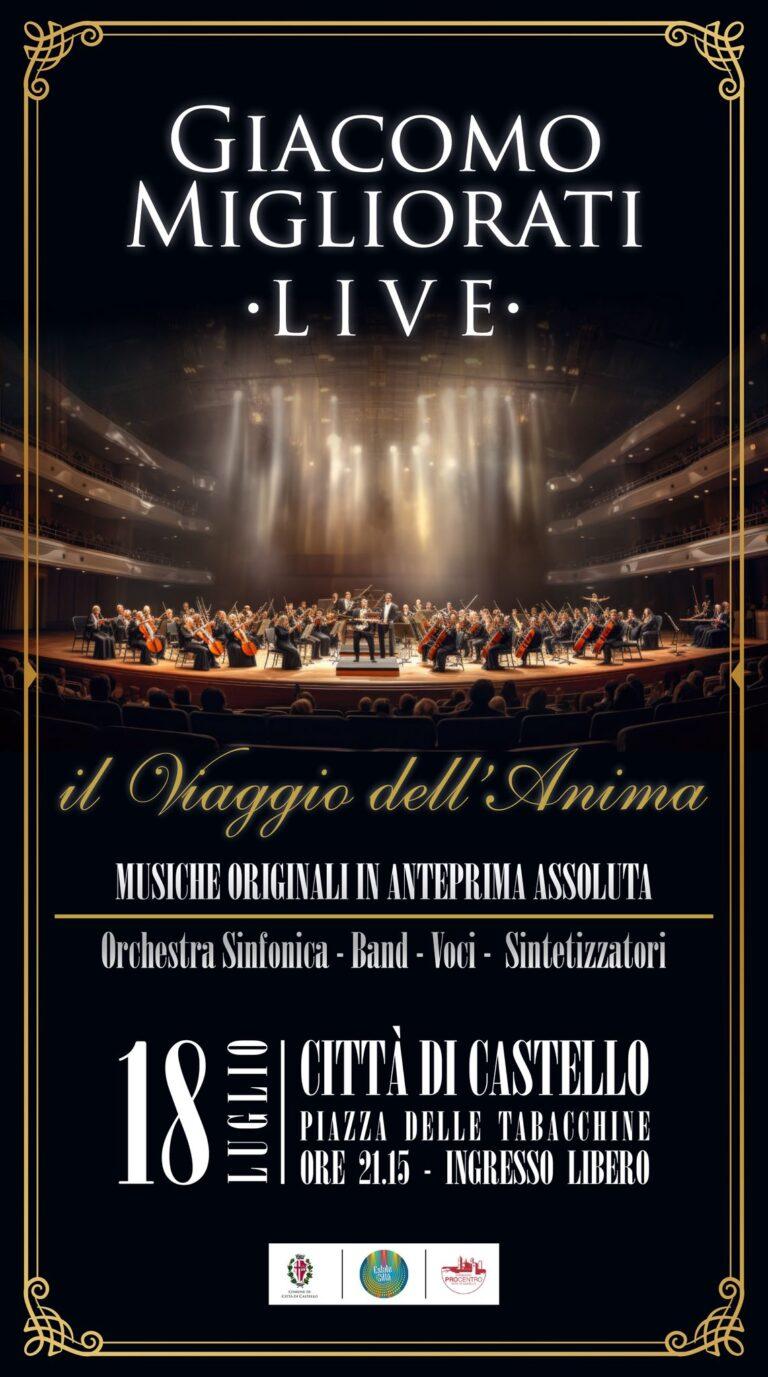 Estate in Città “Giacomo Migliorati Live – Il Viaggio dell’Anima” concerto nella suggestiva piazza delle Tabacchine a Città di Castello