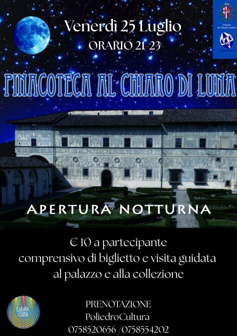 Venerdì 25 Luglio ore 21 appuntamento serale con Pinacoteca al Chiaro di Luna