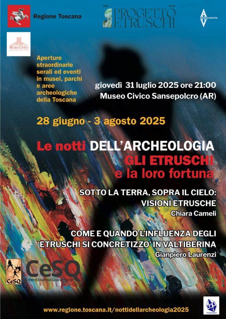 Sansepolcro partecipa a “Le Notti dell’Archeologia 2025” con un evento dedicato agli Etruschi