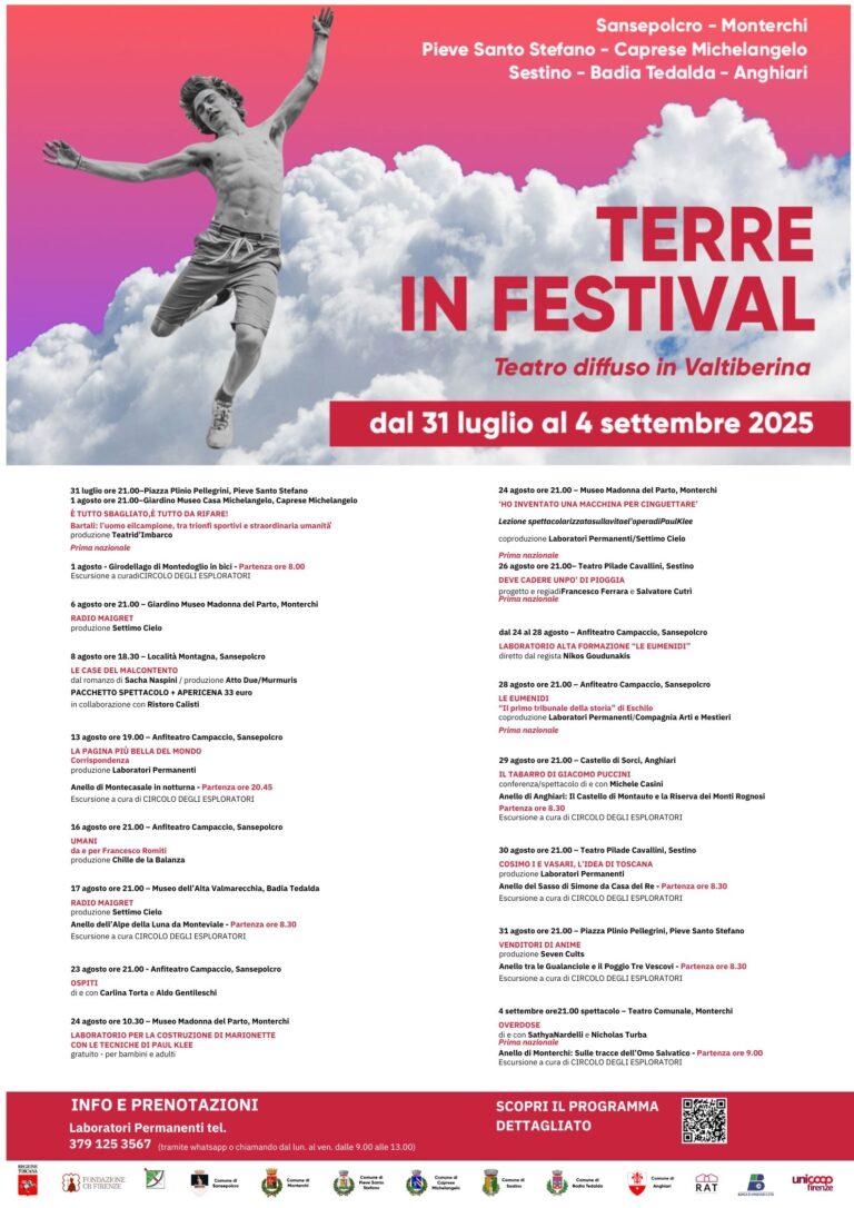 Al via “Terre in Festival 2025”: teatro diffuso in Valtiberina dal 31 luglio al 4 settembre