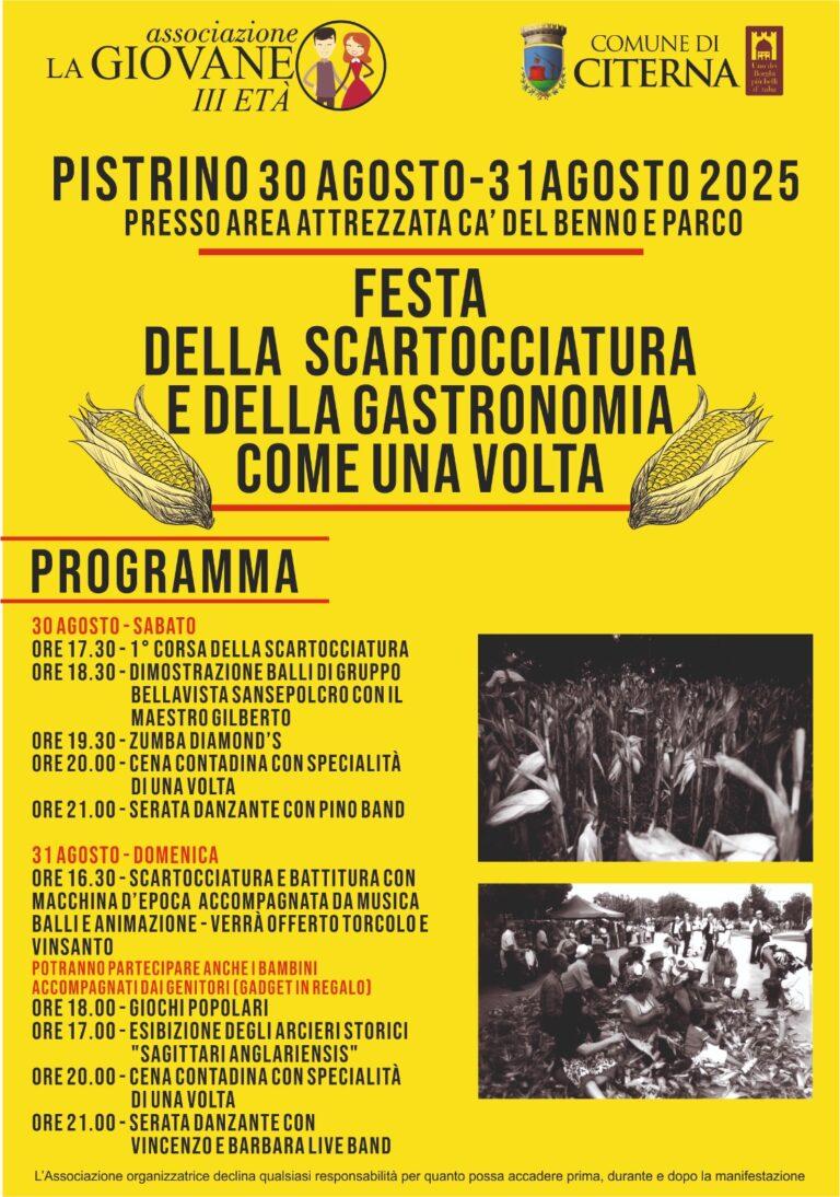 A Pistrino domenica 31 agosto la “Festa della scartocciatura e della gastronomia come una volta”