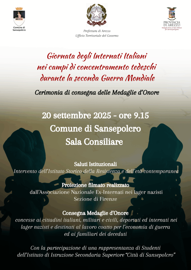 “20 settembre 2025 – Giornata degli internati italiani nei campi di concentramento tedeschi durante la seconda Guerra mondiale”