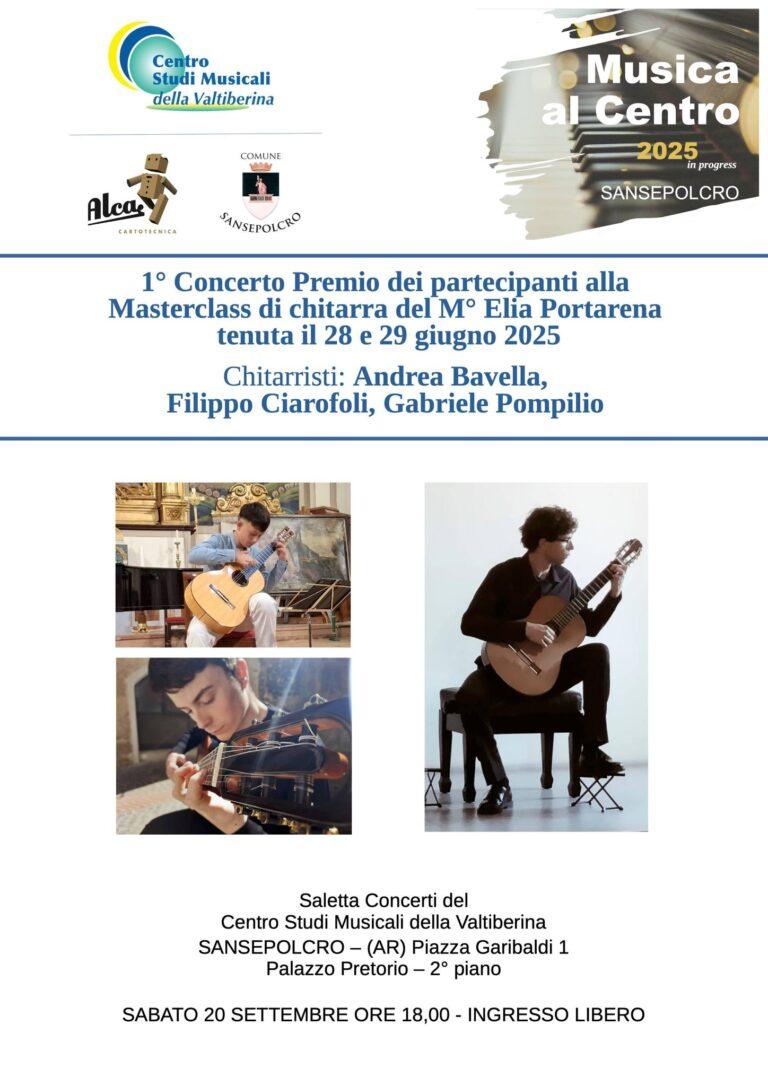Sansepolcro, Sabato 20 settembre: concerti premio dei giovani talenti della chitarra