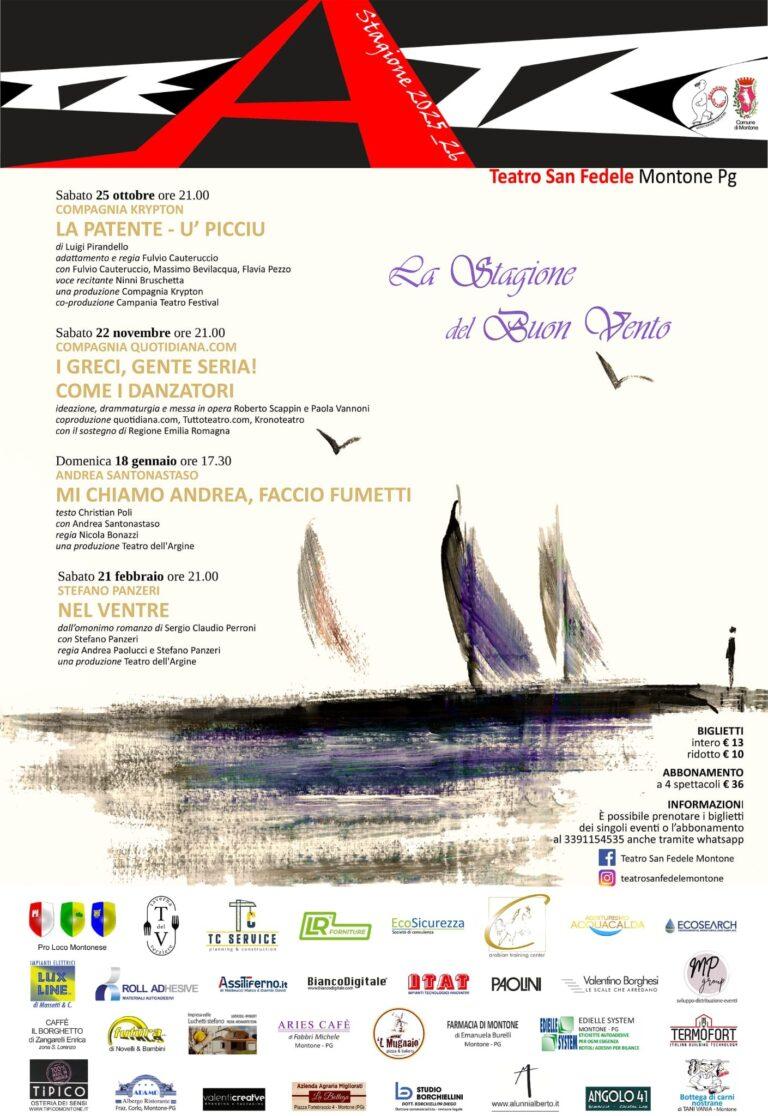 Teatro San Fedele Montone: quattro spettacoli intensi per la stagione del Buon Vento