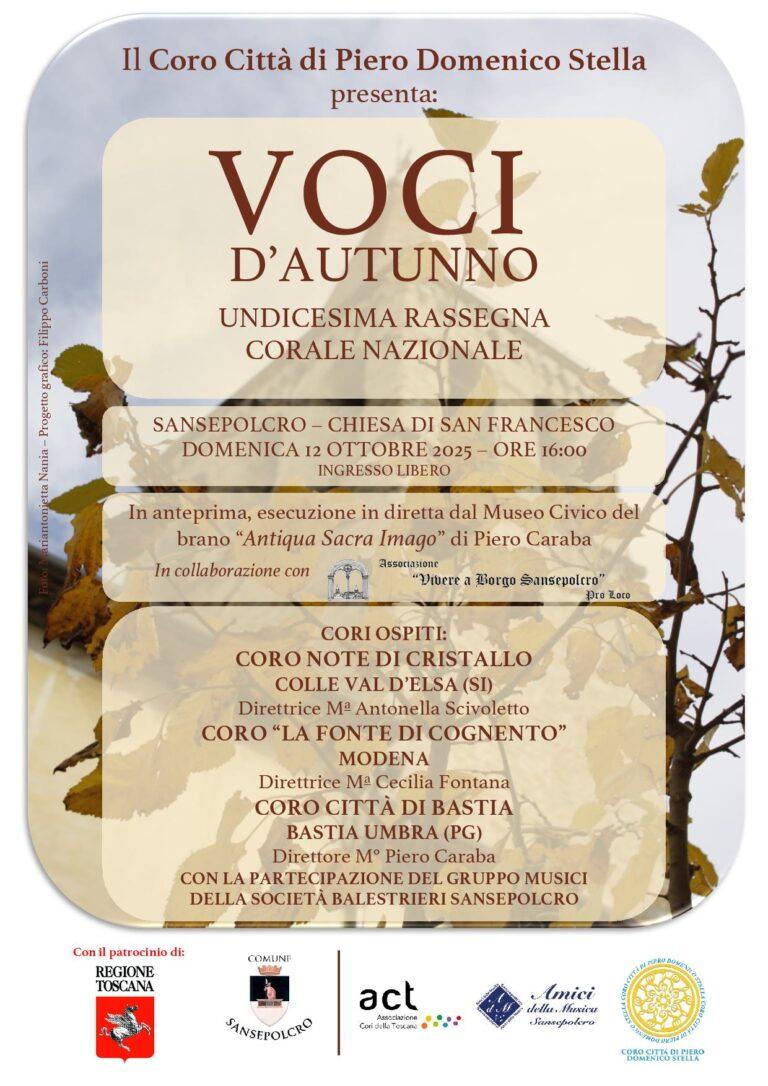 Domenica 12 ottobre a Sansepolcro la musica incontra l’arte con ‘Voci d’autunno’