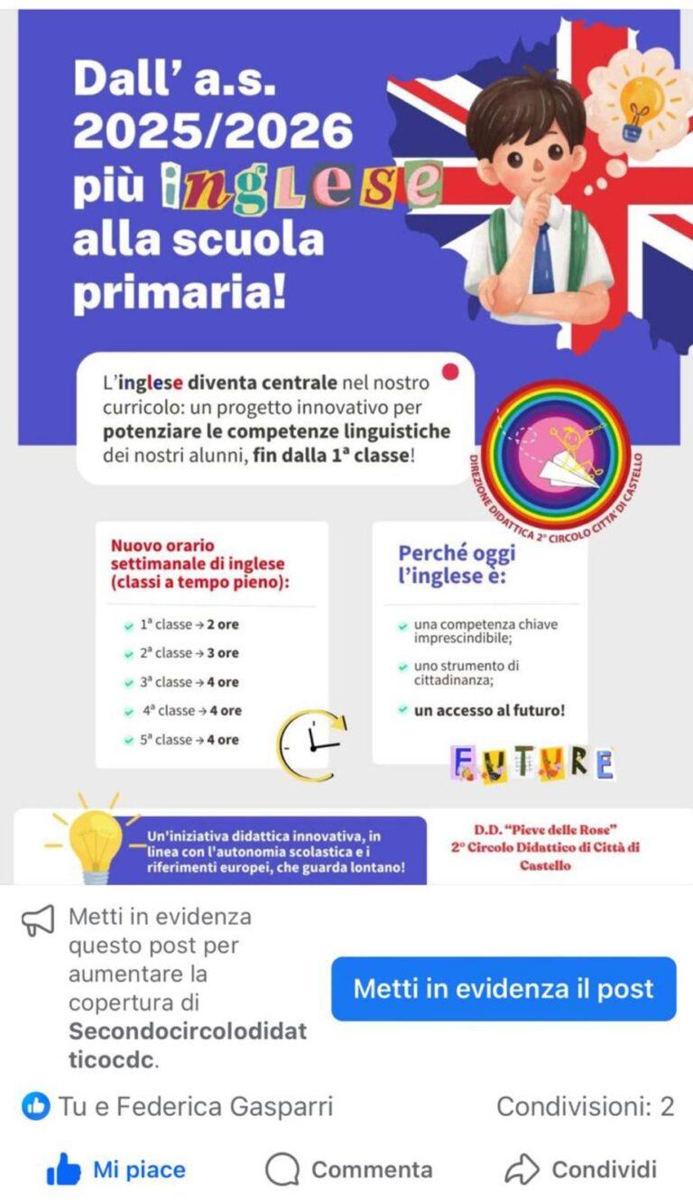 Secondo circolo didattico scuola primaria “pieve delle rose” partito il progetto di potenziamento della lingua inglese