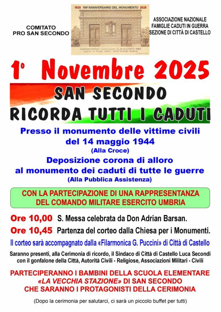 Commemorazione dei Caduti in guerra a San Secondo: sabato 1° novembre la cerimonia