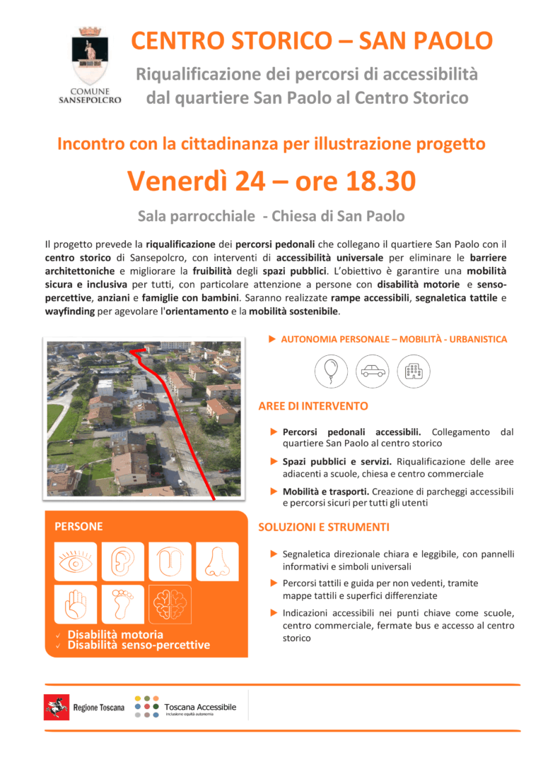 Accessibilità e inclusione: presentazione del progetto per la riqualificazione dei percorsi tra San Paolo e il centro storico di Sansepolcro