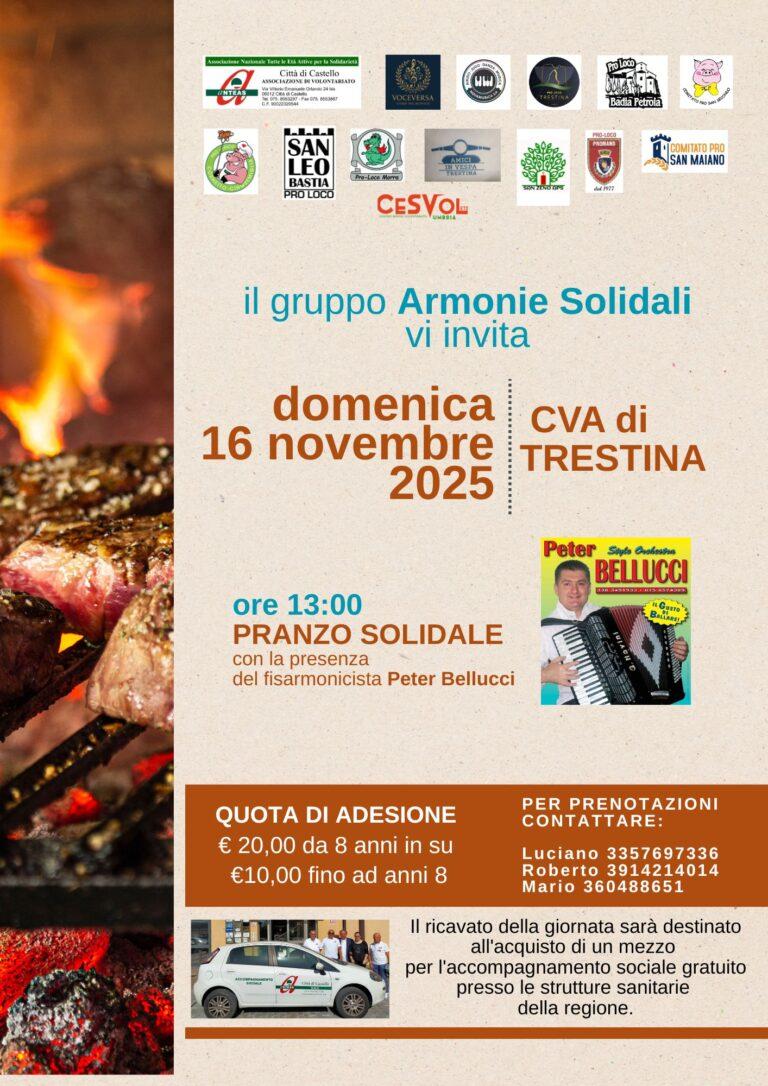“Armonie Solidali” a Trestina: un pranzo per regalare speranza alla sanità umbra