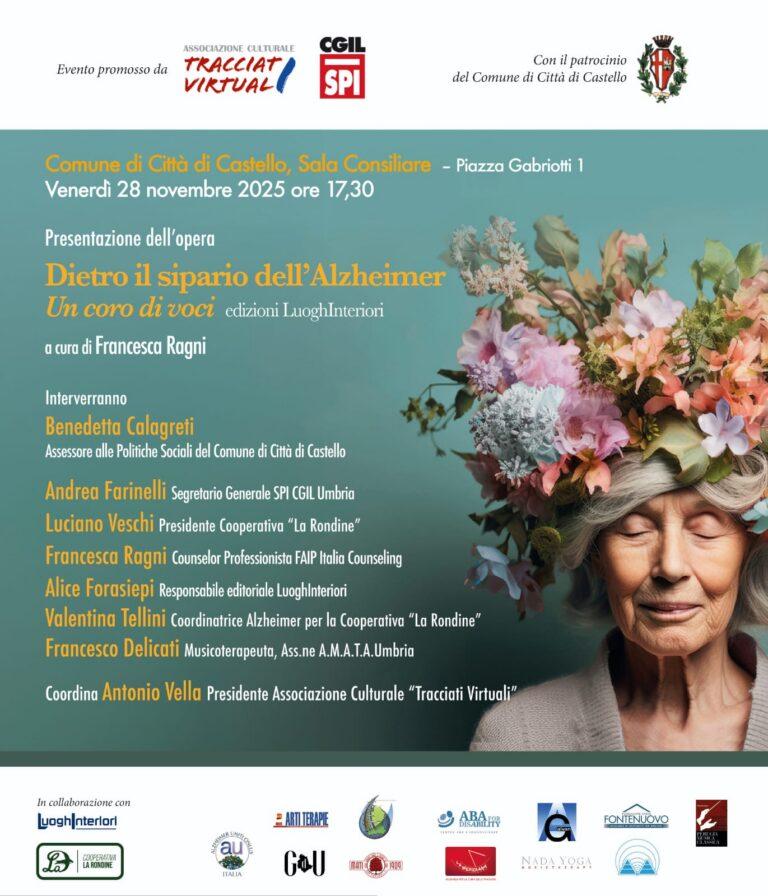 “Alzheimer, un ‘coro di voci’ per illuminare l’oblio: il libro ‘Dietro il sipario’ arriva a Città di Castello”