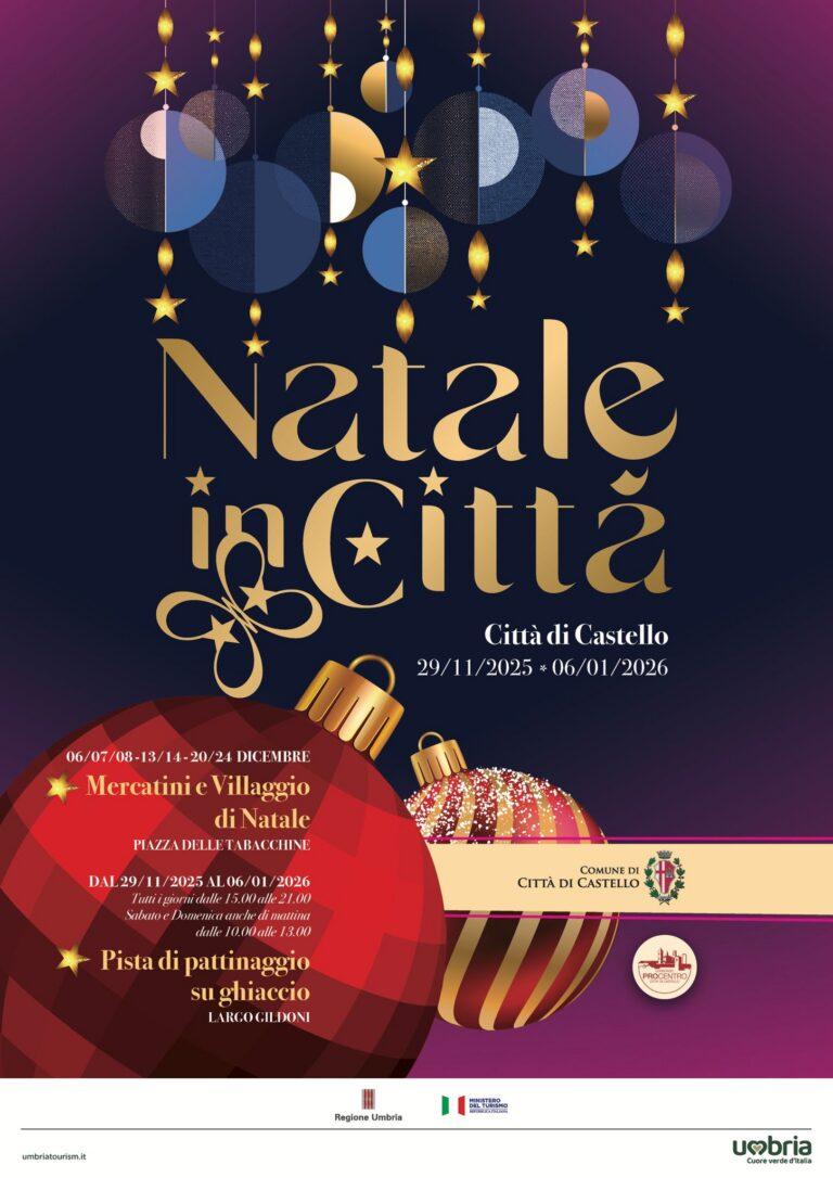 Città di Castello, il centro storico si illumina: sabato 29 novembre l’accensione dell’albero e delle luminarie