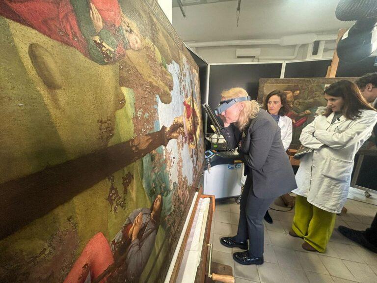 “Lo Stendardo di Raffaello, prima opera dell’artista”: sopralluogo alla sede dell’ICR di Roma,  in vista del prestito al MET di N.Y per la mostra “Raphael, sublime poetry”