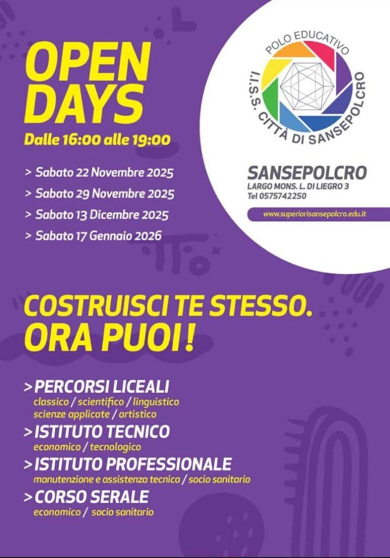 Continuano gli open days presso le sedi dell’Iiss Citta’ di Sansepolcro