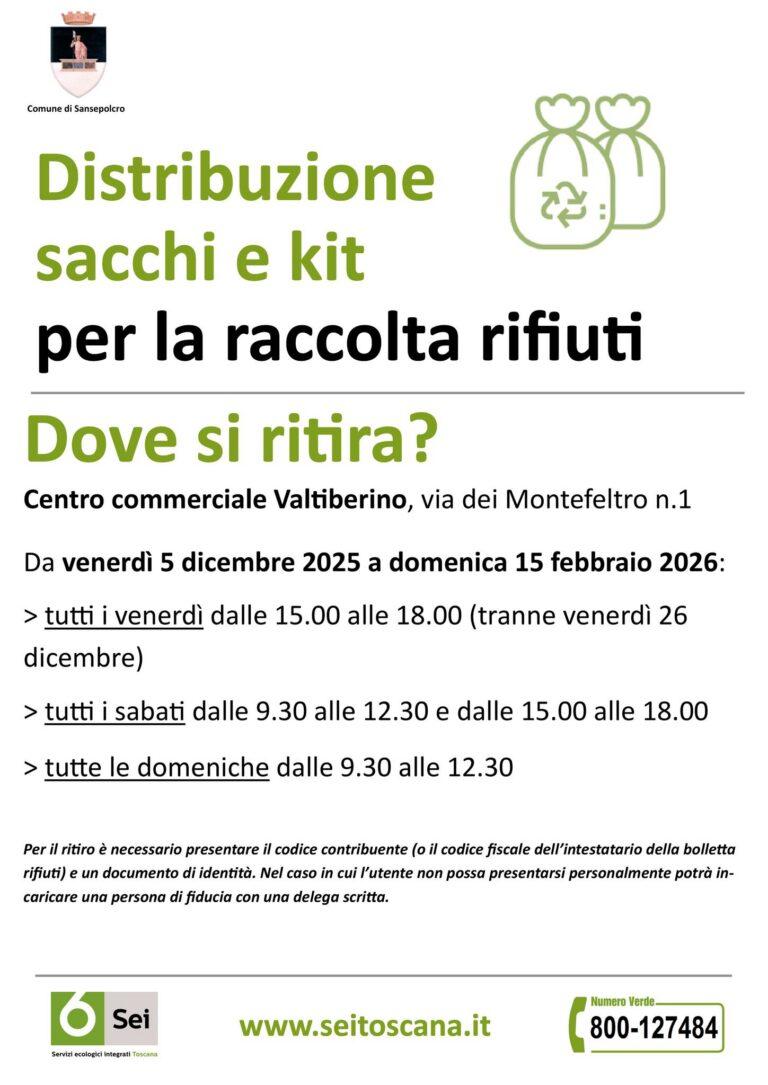Sansepolcro, raccolta differenziata porta a porta in Zona Collina: ritira il kit al Centro Commerciale Valtiberino