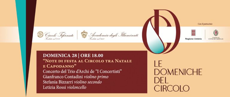 “Note di festa al Circolo tra Natale e Capodanno”: domenica 28 dicembre alle ore 18.00 al Circolo Tifernate Accademia degli Illuminati