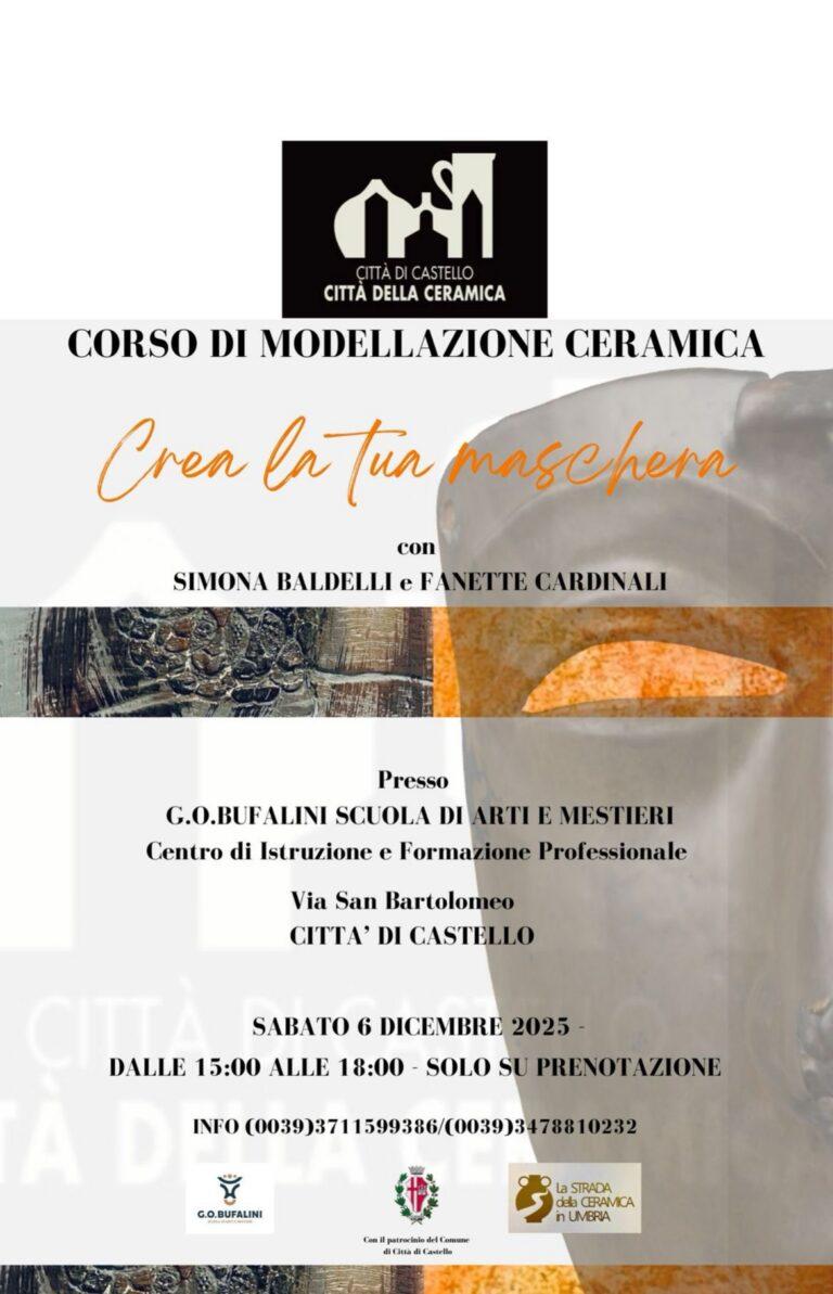 Sabato 6 dicembre Corso di modellazione della ceramica sul tema della maschera alla Scuola di Arti e Mestieri G.O. Bufalini di Città di Castello
