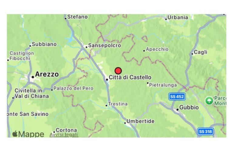 Scossa di terremoto di magnitudo 2.5 nel pomeriggio di oggi vicino a Città di Castello
