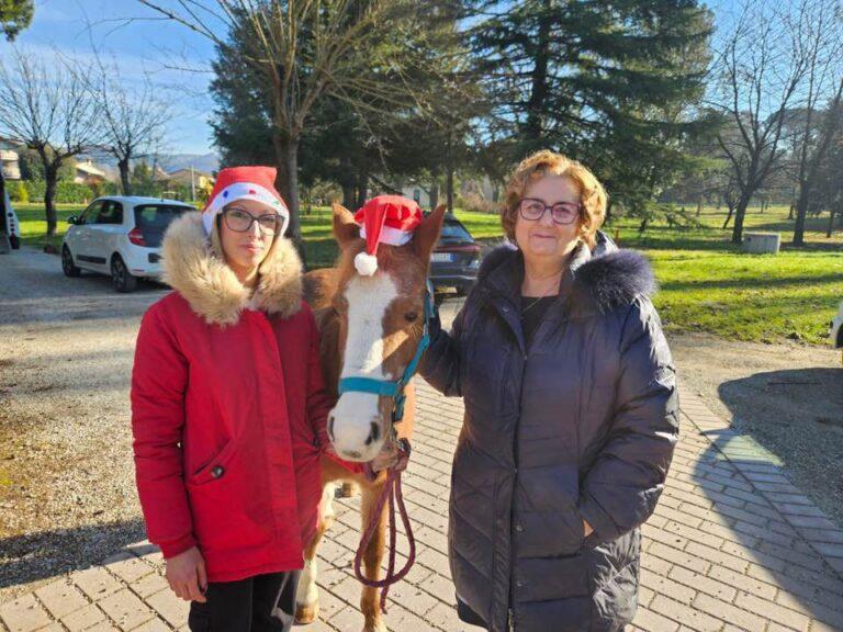 Festa di Natale alla Muzi Betti: Nour e Red, i pony ‘terapisti’ che portano gioia e benessere