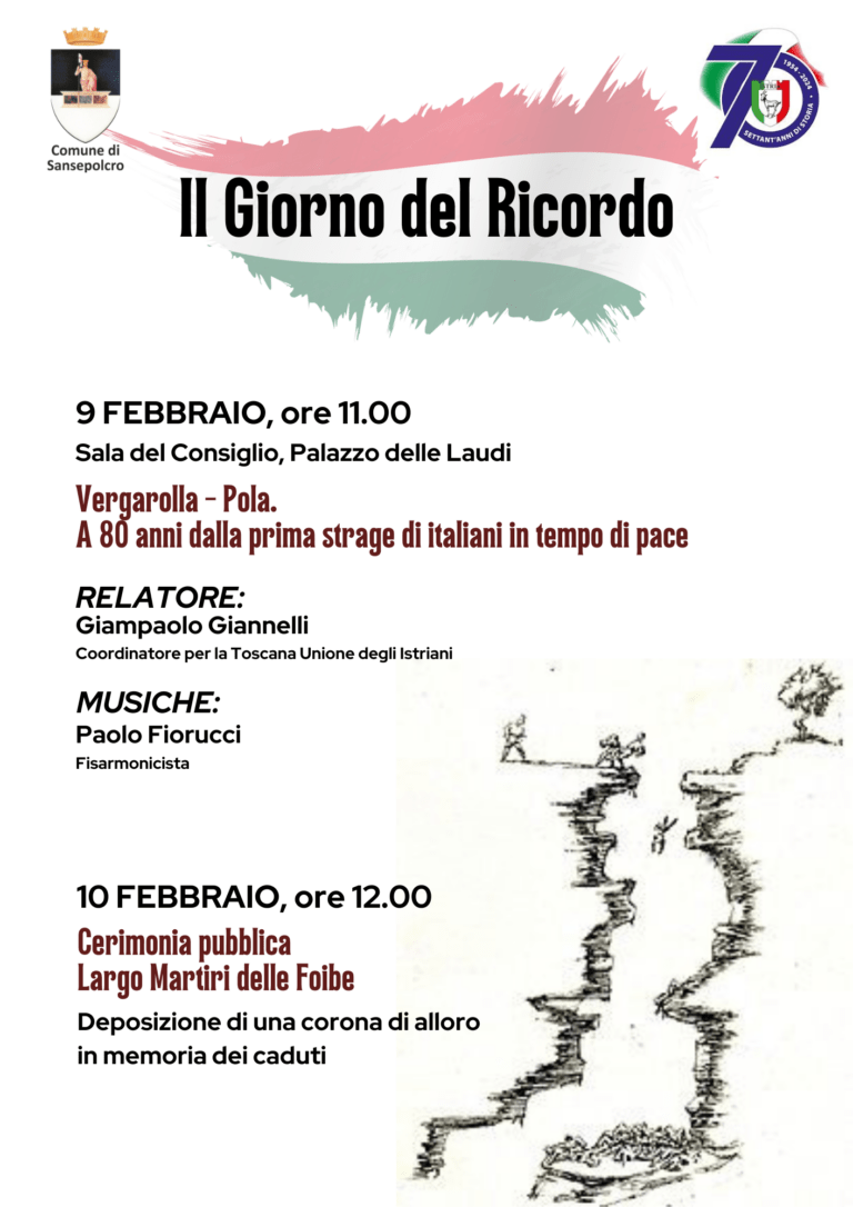Giorno del Ricordo: due appuntamenti a Sansepolcro per onorare la memoria delle vittime delle foibe