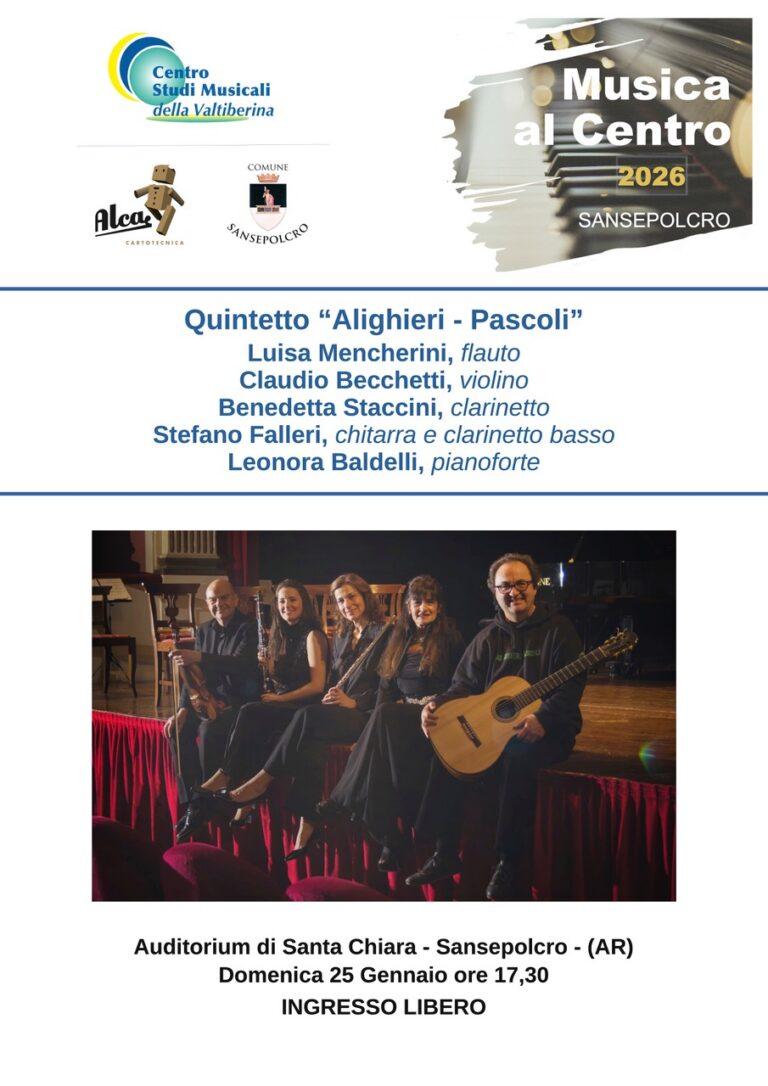 Quintetto “Alighieri-Pascoli”: concerto domenica al Centro Studi Musicali della Valtiberina