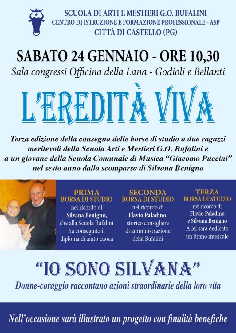 “L’eredità viva, Io sono Silvana”: domani la terza edizione dell’iniziativa a Città di Castello consegna delle borse di studio e presentazione dell’albo illustrato con finalità benefica
