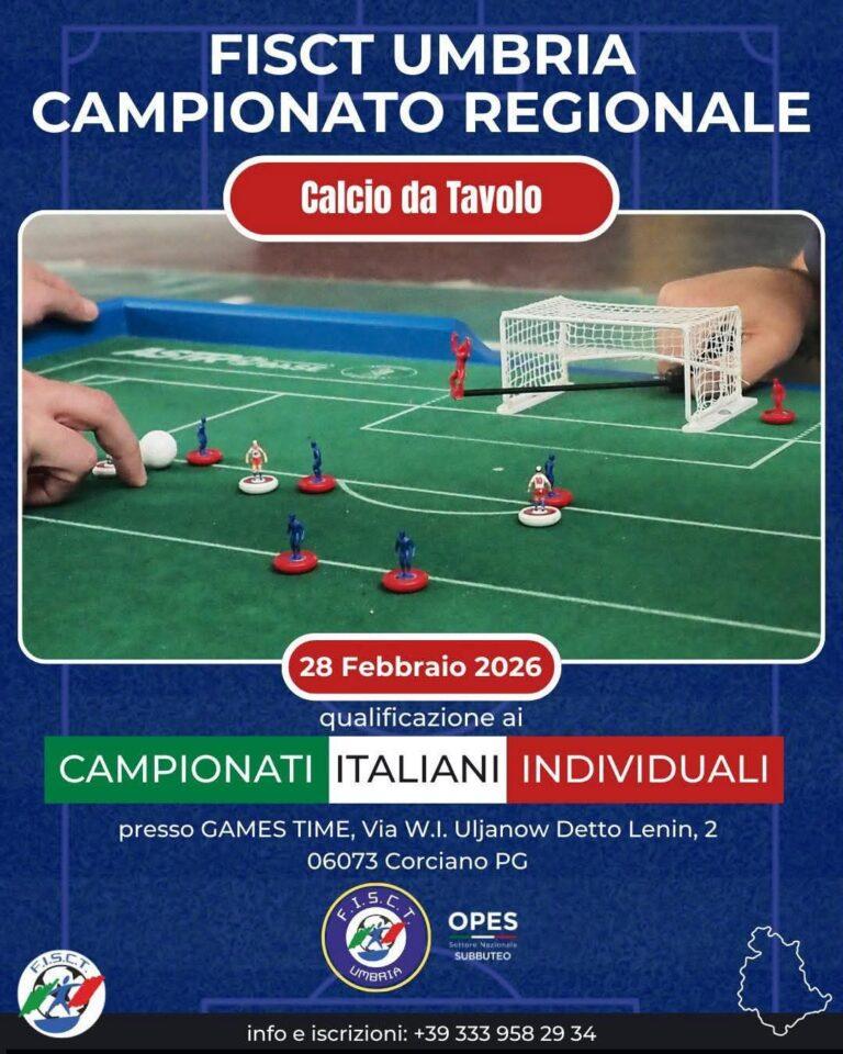 Calcio Tavolo : Il Ternano Marco Perotti al Campionato Regionale Fisct Umbria