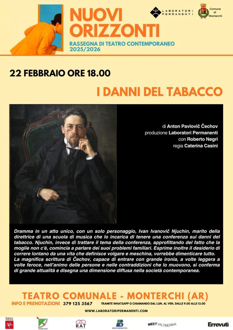 Dopo il grande successo con Alessandro Benvenuti, prosegue la rassegna METAMORFOSI al Teatro G. Papini di Pieve Santo Stefano