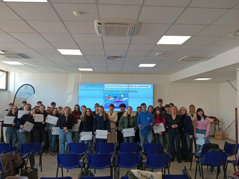 Liceo “Plinio il Giovane”, consegnate le certificazioni Cambridge IGCSE a 47 studenti