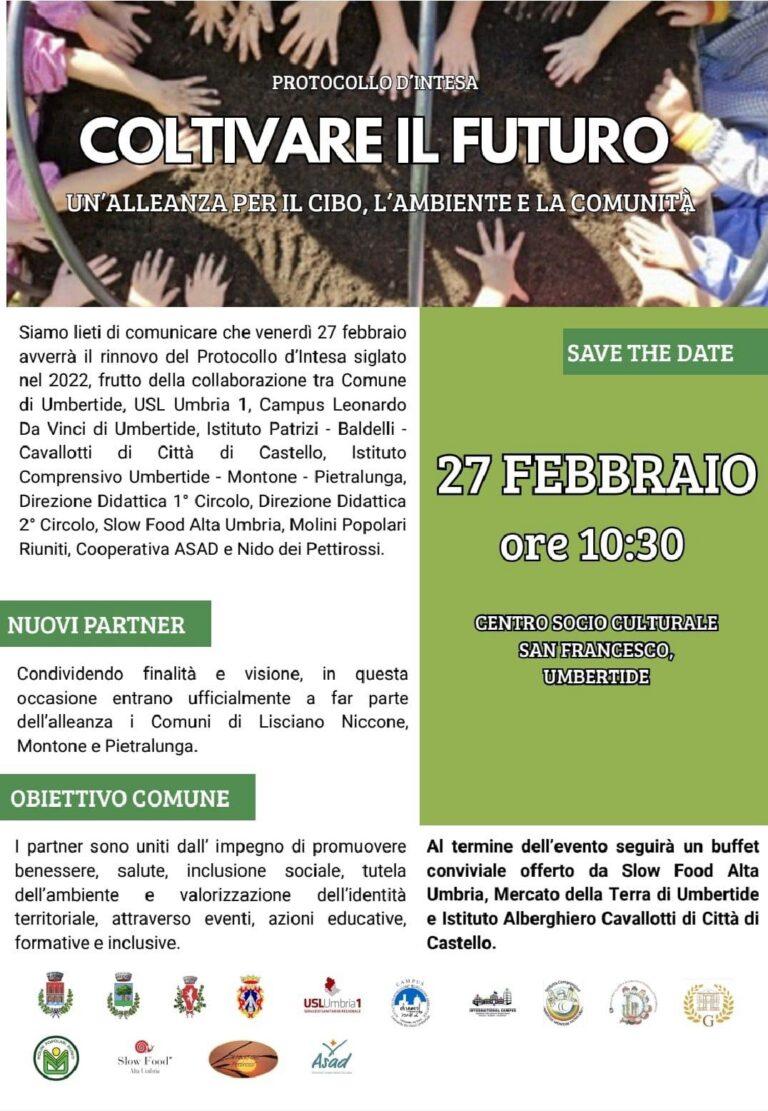 Umbertide, Coltivare il Futuro, Slow Food Alta Umbria, USL Umbria 1, educazione alimentare, sostenibilità, Montone, Pietralunga