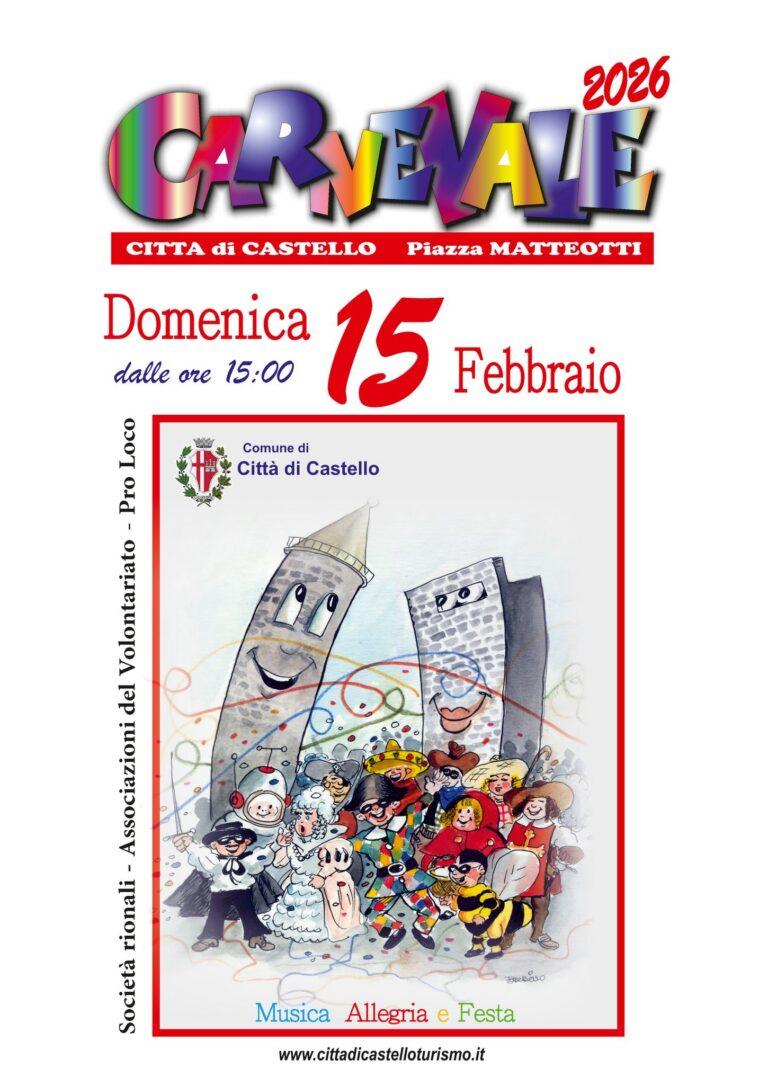 Carnevale in piazza a Città di Castello: appuntamento per domenica 15 febbraio dalle ore 15.00