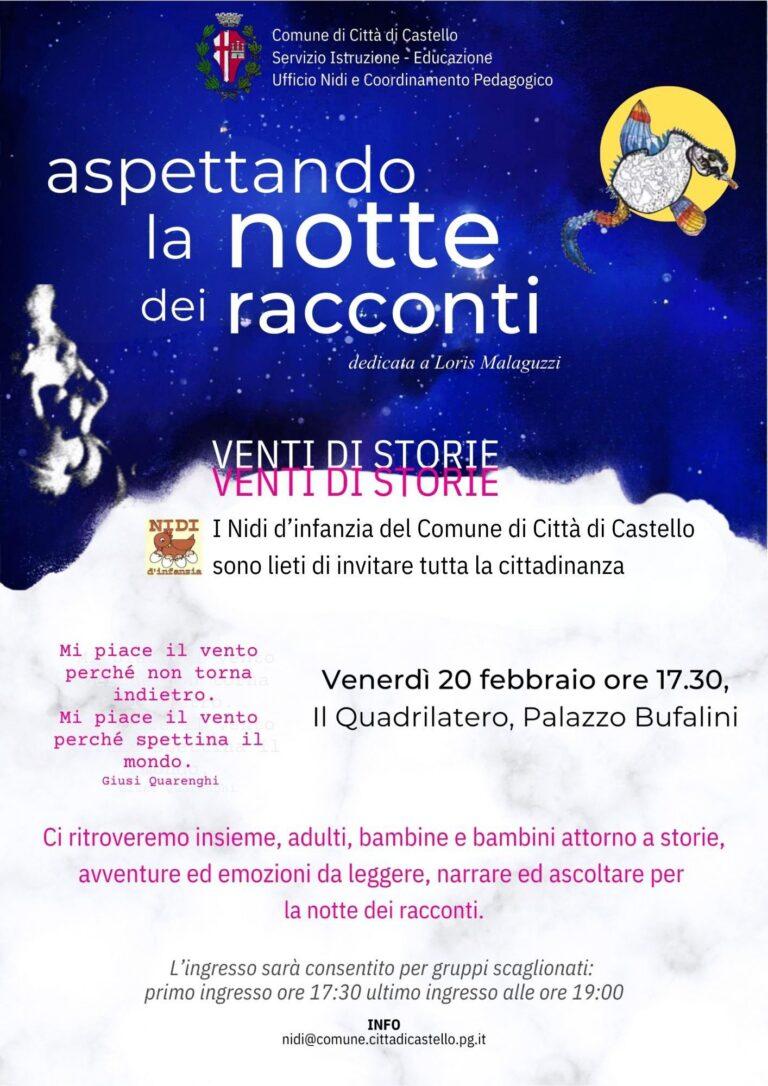 “Aspettando la notte dei Racconti”: letture per adulti e bambini Venerdì 20 febbraio, ore 17.30, al Quadrilatero di Palazzo Bufalini